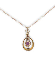 10k Victorian Rose Gold Genuine Amethyst Pendant w/14k Rose Gold Chain (#J7098)