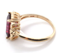 14k Gold Ring w/ Emerald Cut 3.51 Carat Genuine Natural Rhodolite Garnet #J6411