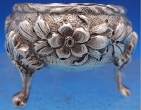 Repousse by Kirk Sterling Silver Open Salt Pepper Shaker & Spoon Set 3-pcs #8365