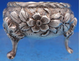 Repousse by Kirk Sterling Silver Open Salt Pepper Shaker & Spoon Set 3-pcs #8365