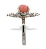 18k White Gold 3.46 Carat Conch Pearl and Rose Cut Diamond Ring w/ Report #J7224