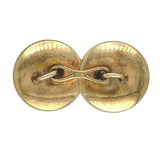 Pair of 10k Yellow Gold Round Domed Men's Cufflinks with Wavy Engraving (#J6865)