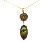 14k Yellow Gold 12 Carat TW Fire Genuine Natural Agate Pendant (#J7230)