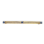 14k Gold Genuine Montana Sapphire Bar Pin w/Gillouche Engraving (#J6877)