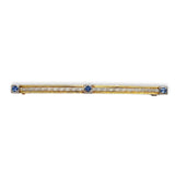14k Gold Genuine Montana Sapphire Bar Pin w/Gillouche Engraving (#J6877)