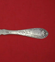 Coin Silver Tea Knife Flat Handle All Coin Silver Bright-Cut with Ivy 7 3/4"