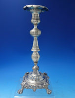 FDG .833 Silver Candlestick Pair Applied Flowers Ball Lion Feet c.1850 (#5522)