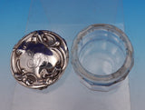 Art Nouveau Sterling Silver Glass Dresser Jar w/ Woman Bell Shaped Flowers #9235