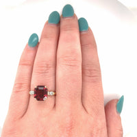 14k Gold Asscher Cut 4.45ct Genuine Natural Raspberry Tourmaline Ring (#J5842)