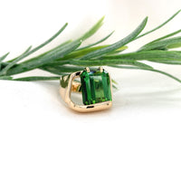 14k Yellow Gold Modern Custom Green Genuine Natural Tourmaline Ring 6 (#J7315)