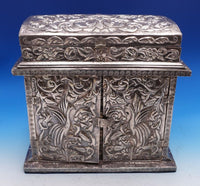Repousse by Unknown Sterling Silver Jewelry Casket Top Opens w/6 Drawers (#7951)