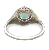 Art Deco 14k White Gold .97ct Green Genuine Tourmaline Filigree Ring (#J7478)