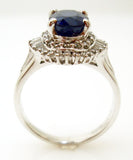 Platinum 1.42ct Blue Genuine Natural Sapphire and Diamond Ring w/ Report (#J487)