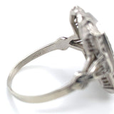 14k Gold Filigree Genuine Natural Rock Crystal Diamond Ring Size 8.75 (#J6498)