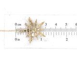 Victorian 14k Yellow Gold Starburst Brooch Pin with Seed Pearls and Chain #J6737