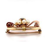 10k Retro Blue Zircon Pin Rose and Yellow Gold (#J5473)