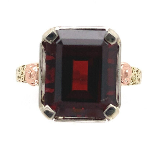 14k White Gold 5.48 Carat Genuine Natural Garnet Ring with Rose Gold (#J6555)
