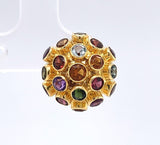 18k Yellow Gold Sputnik Earrings with Gemstones Jewelry (#J6268)