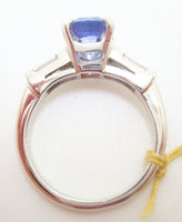 Platinum 1.26ct Genuine Natural Tanzanite Ring with Baguette Diamonds (#J2645)