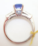 Platinum 1.26ct Genuine Natural Tanzanite Ring with Baguette Diamonds (#J2645)