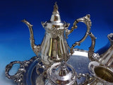 Grande Baroque by Wallace Silverplate Tea Set 4pc with Tray (#8643) Lovely!