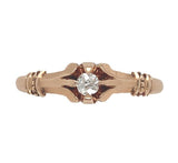 Victorian 14k Rose Gold Genuine Natural Diamond Belcher Ring Size 8 (#J7068)