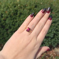 14k Gold Ring w/ Emerald Cut 3.51 Carat Genuine Natural Rhodolite Garnet #J6411