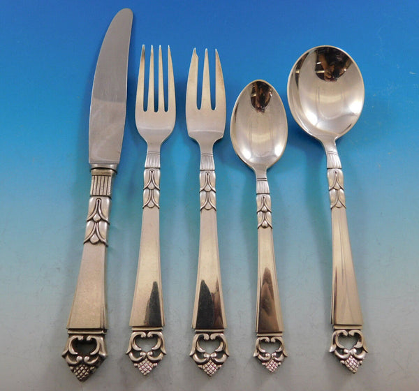 Danish Crown by Frigast Denmark Sterling Silver Flatware Set 8 Service 40 Pcs