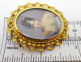 18k Hand Painted Portrait Pin / Pendant with Diamonds (#J3417)