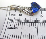 14k Gold 3.10ct Genuine Natural Tanzanite Heart Pendant with Diamonds (#J672)