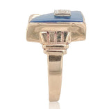 10k Gold Men's Ring w/ Genuine Natural Blue Onyx and Diamond NOS Size 8 (#J6629)