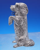 Silverplate Pepper Shaker Form of Dog Brown Glass Eyes Victorian 2 3/4" (#9027)