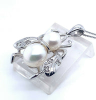 14k White Gold Pearl and Diamond Bee Fly Pendant (#J5206)