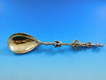 European Sterling Silver Preserve Spoon Heavy Cast Figural Vermeil 8 1/8"