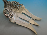 Regent by Durgin Sterling Silver Salad Serving Fork w Bar Ribbons BC Swag 9 3/4"