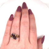 10k Yellow Gold Victorian Garnet and Seed Pearl Ring Jewelry (#J5695)