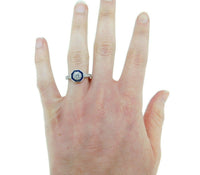 14k White Gold 1/2ct Genuine Natural Diamond Ring with Sapphire Halo (#J4626)
