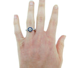 14k White Gold 1/2ct Genuine Natural Diamond Ring with Sapphire Halo (#J4626)