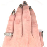 Platinum Genuine Natural Diamond Band with Floral Panels Size 6.25 (#J5865)