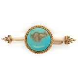 Victorian 14k Yellow Gold Genuine Natural Turquoise Bar Pin Jewelry (#J6047)