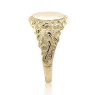 14k Yellow Gold Men's Signet Ring w/ Fancy Scrollwork Size 8.75 Jewelry (#J6791)