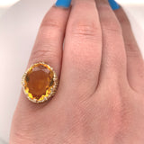 14k Yellow Gold Handmade Granulated Gold Genuine Natural Citrine Ring (#J5427)