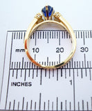 14k Yellow Gold 1.28ct Royal Blue Pear Genuine Natural Sapphire Ring (#J406)