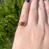 Victorian 10k Rose Gold Genuine Natural Garnet Belcher Ring Size 7 (#J7071)