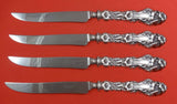Lily by Whiting Sterling Silver Steak Knife Set 4pc Large Texas Sized Custom