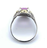 10k Gold Filigree Rose Cut Genuine Natural Pink Sapphire Ring (#J4975)