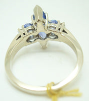 10K Gold Marquise 1.68ct Genuine Natural Tanzanite Ring with Diamonds (#J2643)