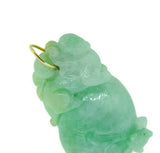 14k Yellow Gold Large Grade A Carved Jade Pendant with Report (#J4597)