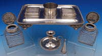 English Victorian Sterling Silver Inkwells Dobson & Sons London 1878 (#4340-2)