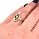 14k White/Yellow Gold Hand Engraved Filigree Genuine Natural Diamond Ring #J5350